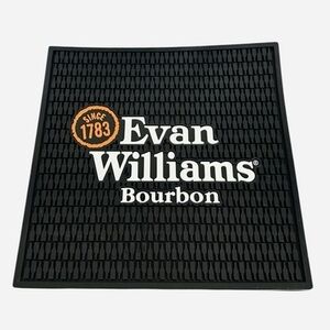 Evan Williams Bourbon Whiskey Black Rubber Bar Mat Wine Rail Runner 14"x14" New